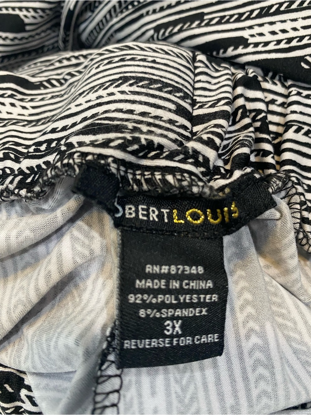 Robert Louis Black & White Abstract Stripe Dress